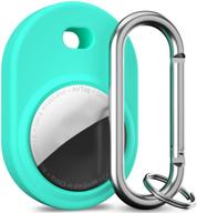 🔑 amniau airtag case & holder: mint green silicone keychain with carabiner – apple airtag compatible logo