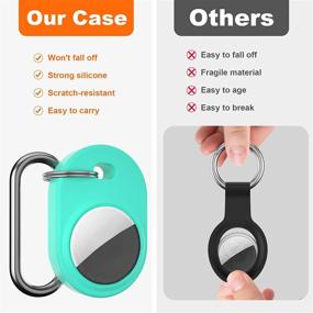 img 3 attached to 🔑 Amniau AirTag Case & Holder: Mint Green Silicone Keychain with Carabiner – Apple AirTag Compatible