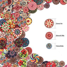 img 3 attached to 🔲 YIZIQSS 300 PCS Wooden Buttons: Random Color Patterns, Old-Fashioned 2-Hole Buttons for DIY Sewing Projects - Sizes 15mm, 20mm, 25mm