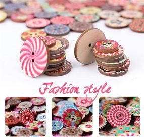 img 2 attached to 🔲 YIZIQSS 300 PCS Wooden Buttons: Random Color Patterns, Old-Fashioned 2-Hole Buttons for DIY Sewing Projects - Sizes 15mm, 20mm, 25mm