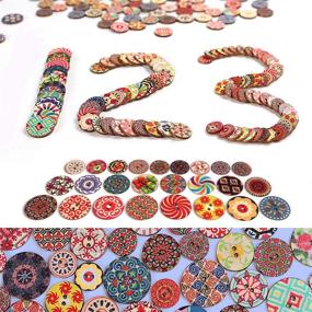 img 1 attached to 🔲 YIZIQSS 300 PCS Wooden Buttons: Random Color Patterns, Old-Fashioned 2-Hole Buttons for DIY Sewing Projects - Sizes 15mm, 20mm, 25mm