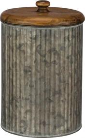 img 2 attached to 🏺 Set of 3 Galvanized Metal and Wood Rustic Style Canisters by Primitives by Kathy