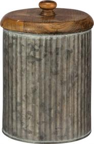 img 3 attached to 🏺 Set of 3 Galvanized Metal and Wood Rustic Style Canisters by Primitives by Kathy