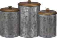 🏺 set of 3 galvanized metal and wood rustic style canisters by primitives by kathy логотип