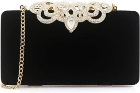 img 4 attached to 👝 Dexmay Velvet Clutch: Elegant Evening Bag with Rhinestone Crystal Crown Clasp for Formal Party