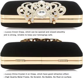img 1 attached to 👝 Dexmay Velvet Clutch: Elegant Evening Bag with Rhinestone Crystal Crown Clasp for Formal Party