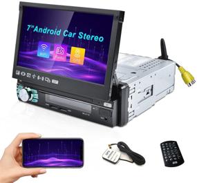 img 4 attached to 🚗 CAMECHO Android Car Stereo 1Din Radio with Quad-Core 7 Inch Capacitive Retractable Touch Screen, Bluetooth, WiFi, GPS, iOS/Android Phone Link, USB/SD/AM/FM/RDS Radio, Remote Control