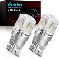 yorkim 194 led bulbs: diamond white t10, 168, 🚗 2825, w5w - car interior, marker, map lights (pack of 2) logo