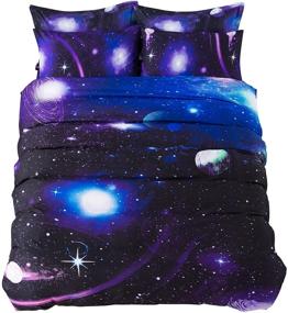 img 4 attached to 🌌 Captivating Reversible Kids Galaxy Duvet Cover Set with Earth and Planets Print - Explore Solar System Bedding for Boys and Girls - Twin Size Astronomy Themed Stars in Outer Space Bedding