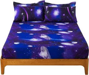 img 2 attached to 🌌 Captivating Reversible Kids Galaxy Duvet Cover Set with Earth and Planets Print - Explore Solar System Bedding for Boys and Girls - Twin Size Astronomy Themed Stars in Outer Space Bedding