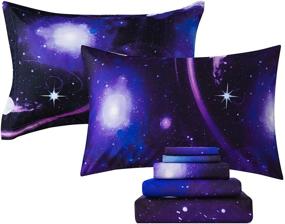 img 1 attached to 🌌 Captivating Reversible Kids Galaxy Duvet Cover Set with Earth and Planets Print - Explore Solar System Bedding for Boys and Girls - Twin Size Astronomy Themed Stars in Outer Space Bedding
