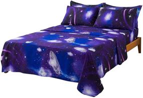 img 3 attached to 🌌 Captivating Reversible Kids Galaxy Duvet Cover Set with Earth and Planets Print - Explore Solar System Bedding for Boys and Girls - Twin Size Astronomy Themed Stars in Outer Space Bedding