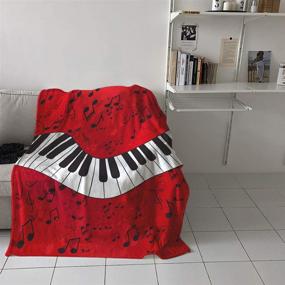 img 1 attached to 🎹 Cozy Flannel Blanket for Home - Piano Key Music Notes Red Background 40 x 50 Inches - Luxury Soft Warm Throw Blanket for Couch/Bed/Office/Travel - Ideal for Children and Parents