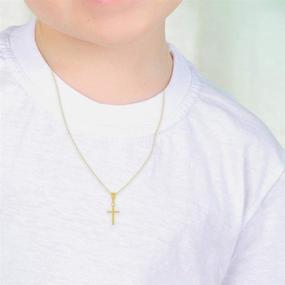 img 2 attached to ✝️ Small Cross Necklace Pendant in 925 Sterling Silver - 16 inch | Unisex Jewelry for Infants, Toddlers, Little Girls & Boys - Religious Accessory for Children's Daily Wear