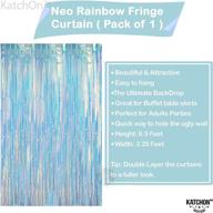 🌈 vibrant neon rainbow fringe curtain: mermaid party decorations, metallic tinsel foil, holographic streamers - 3.2x6.5 feet logo