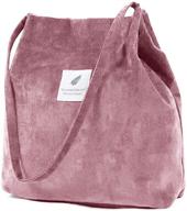 👜 corduroy canvas shoulder bag for women: stylish handbag & wallet set for totes logo