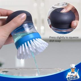 img 1 attached to MR.SIGA Soap Dispensing Palm Brush Storage Set for Pot Pan Sink Cleaning - Kitchen Brush with Holder, 1 Set