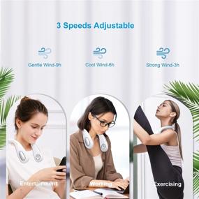 img 2 attached to 🌬️ Hands-Free Bladeless Neck Fan: Portable 360°Cooling for Office, Outdoor, Travel and Hiking - 3 Speeds, 4000mAh Rechargeable Battery, Low Noise