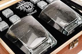 img 2 attached to 🎁 Premium Square Whiskey Glass Set - Perfect Gift: Whiskey Stones and Burbon Glasses in a Stylish Wooden Box - Ideal for Dad, Husband - Great for Birthdays, Father's Day!