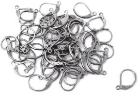 img 4 attached to 📿 Pack of 50 Stainless Steel Lever Back Hoop Earrings with Open Loop Ear Hooks - Honbay