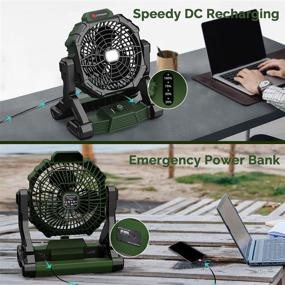 img 3 attached to 🏕️ Dr. Prepare Rechargeable Camping Fan: 10-inch USB Battery Operated Fan with LED Lantern and Hanging Hook for Tents, Portable and Cordless, 270° Head Rotation