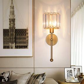 img 3 attached to 🌟 Modern Minimalist H XD GLOBAL E14 Wall Sconce Lamps Lighting in Gold - Crystal Wall Light for Corridor, Bedroom Bedside Lights