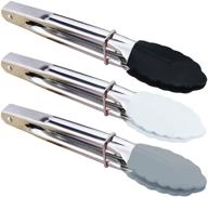discover the versatile set of hinmay mini tongs with silicone tips - perfect for small servings (black white gray) logo