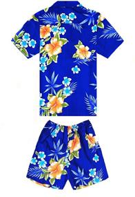 img 3 attached to Hawaiian Hibiscus Cabana Boys' Shirt and Shorts Set