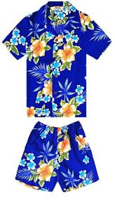 img 4 attached to Hawaiian Hibiscus Cabana Boys' Shirt and Shorts Set