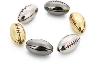 img 1 attached to ⚽ Set of 2 Football Copper Beads Charms for DIY Jewelry Making and Crafting - Silver