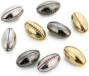 img 2 attached to ⚽ Set of 2 Football Copper Beads Charms for DIY Jewelry Making and Crafting - Silver