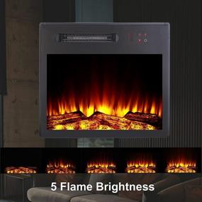 img 2 attached to 🔥 High-Performance MOCIFI 23" Electric Fireplace Insert Heater - Low Noise, Remote Control, Touch Control Screen, Adjustable Flame Brightness and Speed, 1500W, Black