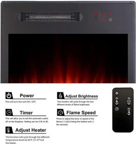 img 1 attached to 🔥 High-Performance MOCIFI 23" Electric Fireplace Insert Heater - Low Noise, Remote Control, Touch Control Screen, Adjustable Flame Brightness and Speed, 1500W, Black