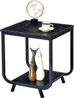 wohomo 2-tier shelf end table with storage - stylish nightstand for bedroom or living room - easy assembly small bedside table in black marble finish logo