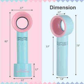 img 1 attached to 💨 Bladeless Mini Fan/Air Conditioning Blower/Handheld Cooling Dryer - Portable USB Rechargeable - Essential for Eyelash Extension Supplies - Dries Glue/Adhesive Rapidly (Blue)