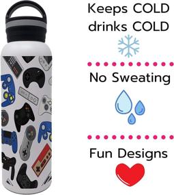 img 2 attached to 🎮 Vacuum Insulated Stainless Steel Kids Water Bottle - 25 oz - Double Wall, Leakproof - Ideal for School, Boys, Girls, Tweens, Teens - Video Games