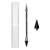 💎 nmkl38 double-headed wax nail rhinestone picker pencil diamond acrylic handle self-adhesive nail art design dotting pen beads crystal gem pick up applicator tool with storage case (black) logo