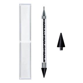 img 4 attached to 💎 NMKL38 Double-headed Wax Nail Rhinestone Picker Pencil Diamond Acrylic Handle Self-Adhesive Nail Art Design Dotting Pen Beads Crystal Gem Pick Up Applicator Tool with Storage Case (Black)