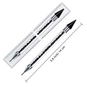 img 2 attached to 💎 NMKL38 Double-headed Wax Nail Rhinestone Picker Pencil Diamond Acrylic Handle Self-Adhesive Nail Art Design Dotting Pen Beads Crystal Gem Pick Up Applicator Tool with Storage Case (Black)