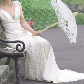img 3 attached to 💍 Handmade Embroidered Wedding Parasol with Umbrella Design