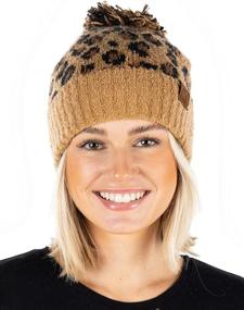 img 3 attached to 🐆 Funky Junque Women's Leopard Print Knit Beanies and Scarves with Faux Fur Pom and Cuff