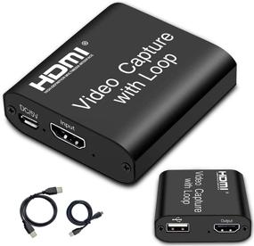 img 4 attached to 4K HDMI Игровой захват USB 3.0 Видео захватная карта с функцией прохода для прямой трансляции, видеоконференций, обучения и игр - Запись звука на устройство захвата звука через DSLR-камкордер, камеру или компьютер.