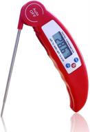 🌡️ fatom food meat candy cooking thermometer - digital instant read lcd, bbq grill kitchen smoker oil fry - 304 stainless steel probe (red) logo