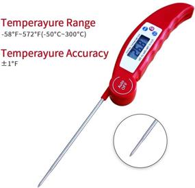 img 1 attached to 🌡️ Fatom Food Meat Candy Cooking Thermometer - Digital Instant Read LCD, BBQ Grill Kitchen Smoker Oil Fry - 304 Stainless Steel Probe (Red)