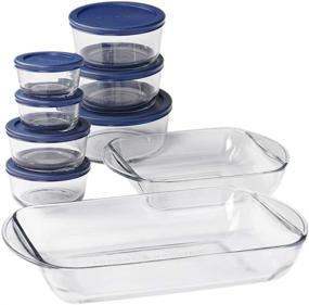 img 4 attached to 16-Piece Anchor Hocking Glass Bakeware Set with Navy SnugFit Lids - Food Storage, Microwave, Oven, Freezer, and Dishwasher Safe | BPA-Free