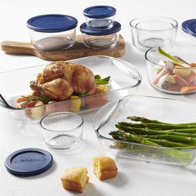 img 2 attached to 16-Piece Anchor Hocking Glass Bakeware Set with Navy SnugFit Lids - Food Storage, Microwave, Oven, Freezer, and Dishwasher Safe | BPA-Free