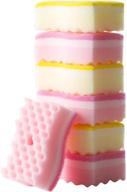 🧽 pack of 4 durable non-scratch scrub sponges - yellow pink colors, multi-functional household kitchen cleaning sponges with durable scouring pads logo