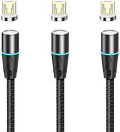 ⚡ netdot gen12 micro usb magnetic fast charging cable - 5ft, 3 pack black - compatible with android devices logo