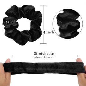 img 3 attached to 🖤 20 Black Velvet Scrunchies, Didder Hair Scrunchies, Large Soft Bobbles Ropes Pack - Solid Colors Elastic Scrunchies for Women Girls