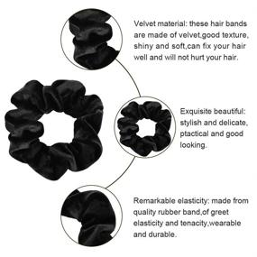 img 1 attached to 🖤 20 Black Velvet Scrunchies, Didder Hair Scrunchies, Large Soft Bobbles Ropes Pack - Solid Colors Elastic Scrunchies for Women Girls